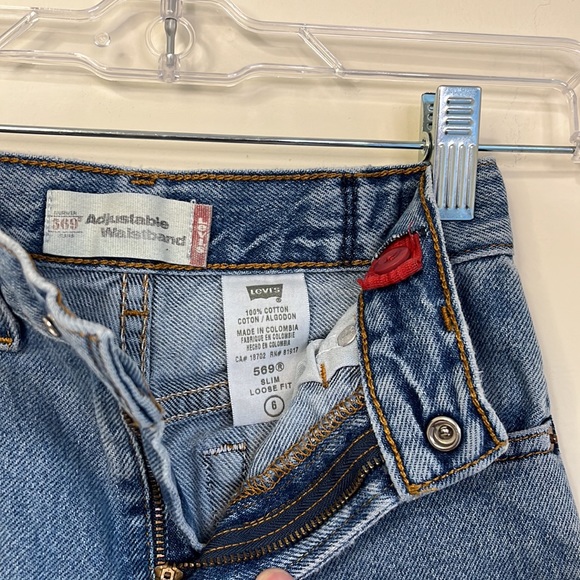Levis 569 Slim Loose Fit Boys Adjustable Waist Distressed Denim Jeans Size 6 - Picture 9 of 10